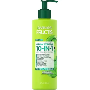 Garnier Fructis Grow Strong 10-in-1 Care and Styling Leave In Cream, 12 fl oz