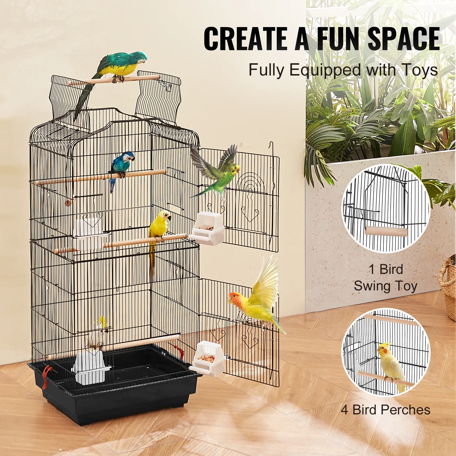 VEVOR 41-inch Open Top Large Parrot Bird Cage