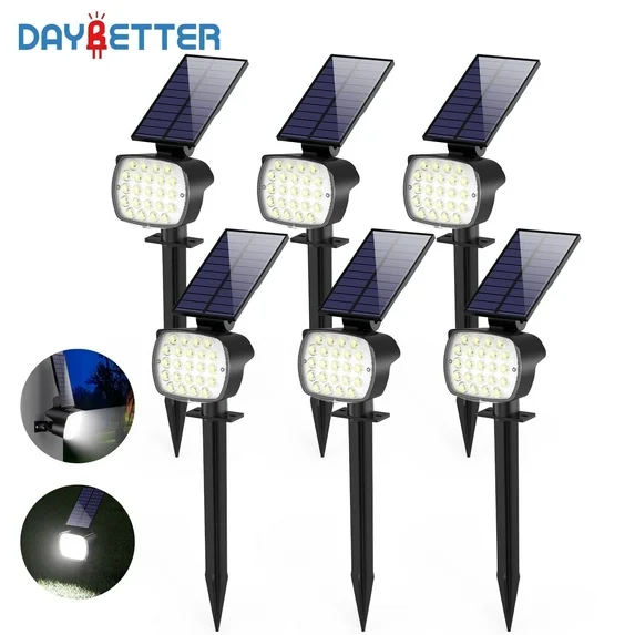 DAYBETTER Solar Lights Outdoor,800LM 6500K Solar Spotlights for Yard Garden Lawn Patio Tree,White